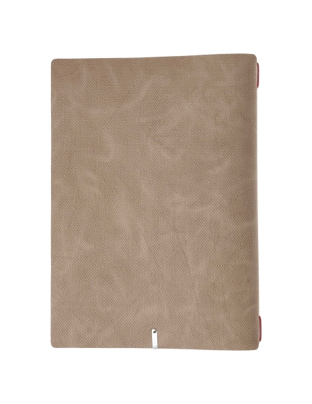 Porta Menu A4 (23,2x31,8 cm) stampa bassorilievo 2 buste (4 facciate) elastico rosso JUTA CAMMELLO