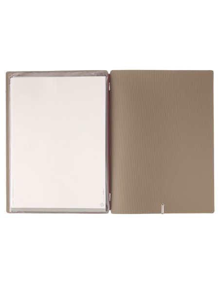 Porta Menu A4 (23,2x31,8 cm) stampa bassorilievo 2 buste (4 facciate) elastico rosso JUTA CAMMELLO