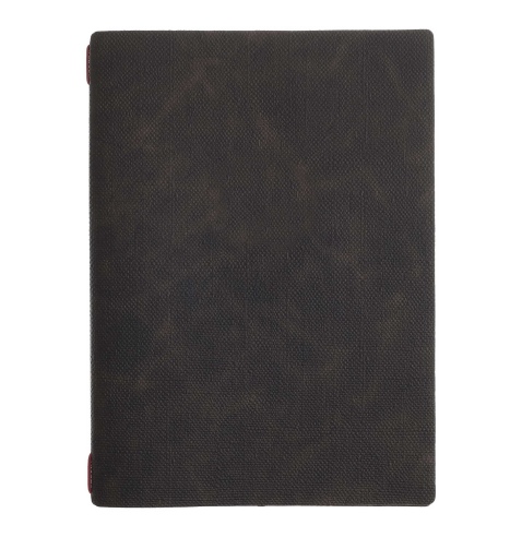 Porta Menu A4 (23,2x31,8 cm) stampa bassorilievo 2 buste (4 facciate) elastico rosso JUTA MARRONE