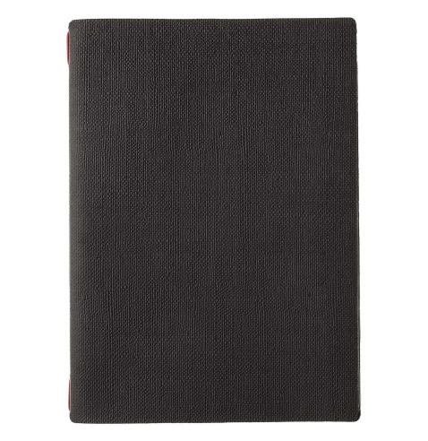 Porta Menu A4 (23,2x31,8 cm) stampa bassorilievo 2 buste (4 facciate) elastico rosso JUTA NERO