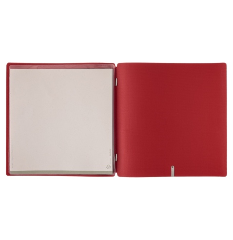 Porta Menu QUADRATO (23x23,1 cm) stampa bassorilievo 2 buste (4 facciate) elastico rosso JUTA BICOLOR