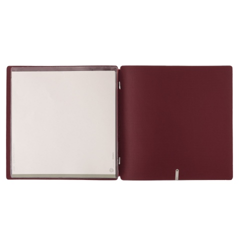 Porta Menu QUADRATO (23x23,1 cm) stampa bassorilievo 2 buste (4 facciate) elastico rosso JUTA BORDEAUX