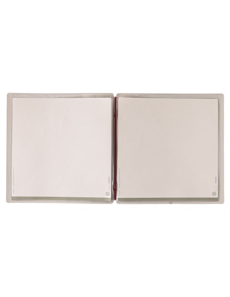 Porta Menu QUADRATO (23x23,1 cm) stampa bassorilievo 2 buste (4 facciate) elastico rosso JUTA AVORIO