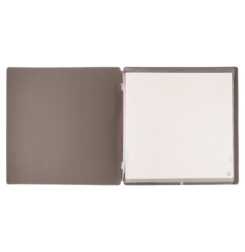 Porta Menu QUADRATO (23x23,1 cm) stampa bassorilievo 2 buste (4 facciate) elastico rosso JUTA GRIGIO