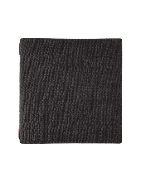 Porta Menu QUADRATO (23x23,1 cm) stampa bassorilievo 2 buste (4 facciate) elastico rosso JUTA NERO