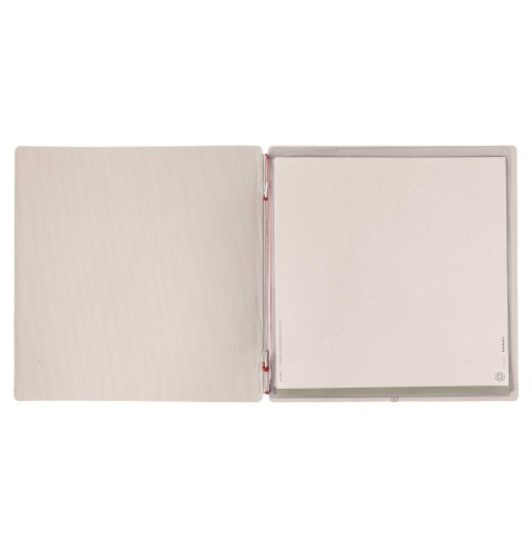 Porta Menu QUADRATO (23x23,1 cm) senza etichetta 2 buste (4 facciate) elastico rosso JUTA AVORIO