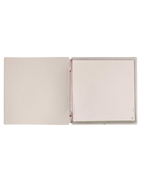 Porta Menu QUADRATO (23x23,1 cm) senza etichetta 2 buste (4 facciate) elastico rosso JUTA AVORIO