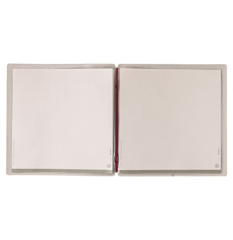 Porta Menu QUADRATO (23x23,1 cm) senza etichetta 2 buste (4 facciate) elastico rosso JUTA AVORIO