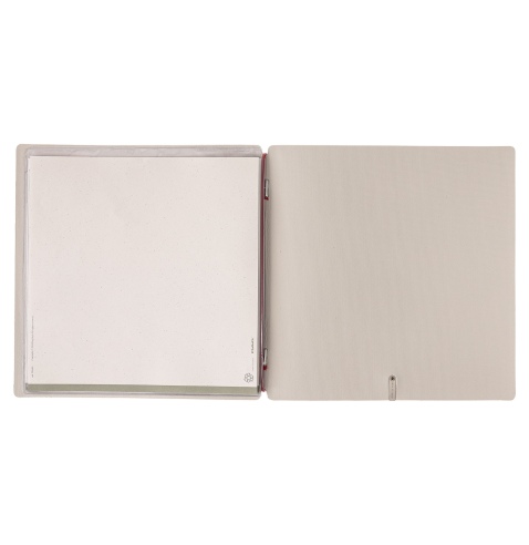 Porta Menu QUADRATO (23x23,1 cm) senza etichetta 2 buste (4 facciate) elastico rosso JUTA AVORIO
