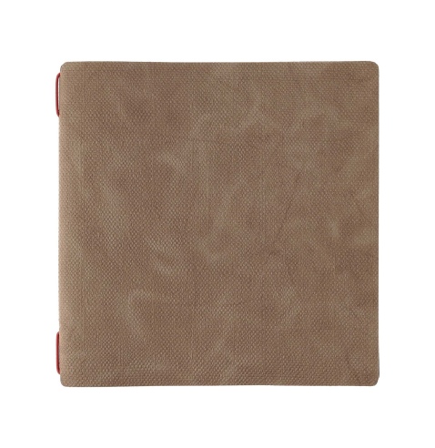 Porta Menu QUADRATO (23x23,1 cm) senza etichetta 2 buste (4 facciate) elastico rosso JUTA CAMMELLO