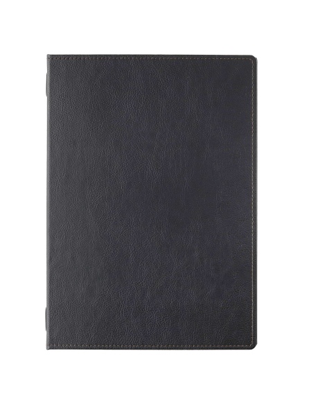 Porta Menu GOURMET A4 (23,2x32 cm) - 2 buste (4 facciate) elastico nero - stampa bassorilievo - colore NERO
