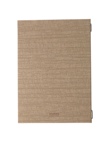 Porta Menu ITALY A4 (23,2x32 cm) - 2 buste (4 facciate) elastico nero - stampa bassorilievo - colore SABBIA