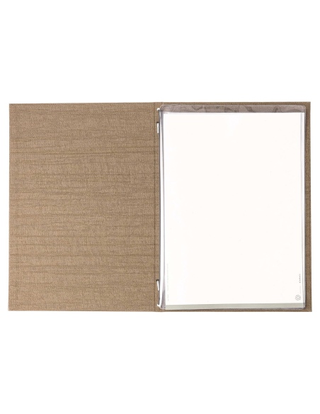 Porta Menu ITALY A4 (23,2x32 cm) - 2 buste (4 facciate) elastico nero - stampa bassorilievo - colore SABBIA