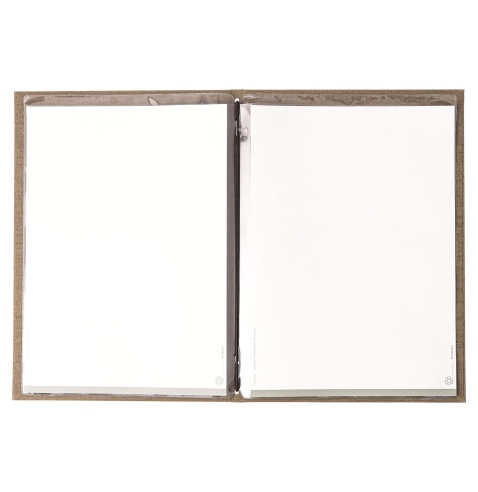 Porta Menu ITALY A4 (23,2x32 cm) - 2 buste (4 facciate) elastico nero - stampa bassorilievo - colore SABBIA