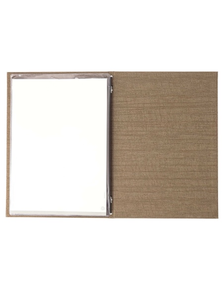 Porta Menu ITALY A4 (23,2x32 cm) - 2 buste (4 facciate) elastico nero - stampa bassorilievo - colore SABBIA