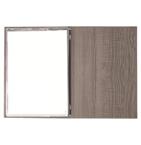 Porta Menu ITALY A4 (23,2x32 cm) - 2 buste (4 facciate) elastico nero - stampa bassorilievo - colore ROVERE