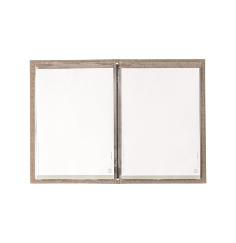 Porta Menu ITALY A5 (16,5x23,4 cm) - 2 buste (4 facciate) elastico nero - stampa bassorilievo - colore SABBIA