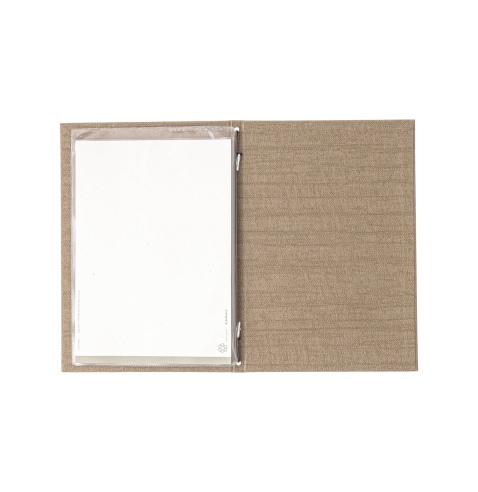 Porta Menu ITALY A5 (16,5x23,4 cm) - 2 buste (4 facciate) elastico nero - stampa bassorilievo - colore SABBIA
