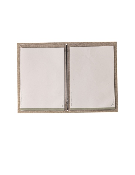 Porta Menu ITALY A5 (16,5x23,4 cm) - 2 buste (4 facciate) elastico nero - stampa bassorilievo - colore AVORIO