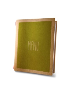Porta Menu CUSTOM A5 (16,5x23,1 cm) "ECO DESIGN menu" solo elastico rosso ECO NATURALE sp. 0.6