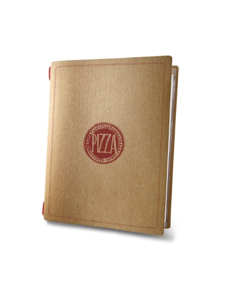 Porta Menu CUSTOM A5 (16,5x23,1 cm) "ROSSO PIZZA" solo elastico rosso ECO NATURALE sp. 0.6