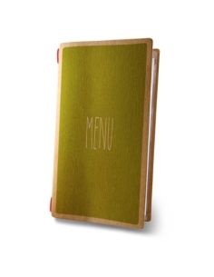 Porta Menu CUSTOM A4 SLIM (17,4x31,8 cm) "ECO DESIGN menu" solo elastico rosso ECO NATURALE sp. 0.6