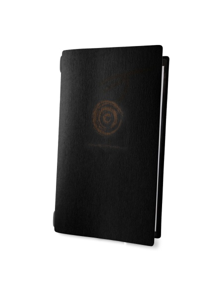Porta Menu CUSTOM A4 SLIM (17,4x31,8 cm) "ETNO menu" elastico nero solo ECO NERO sp. 0.6