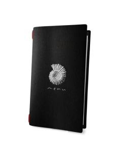 Porta Menu CUSTOM A4 SLIM (17,4x31,8 cm) "NETTUNO menu" solo elastico rosso ECO NERO sp. 0.6
