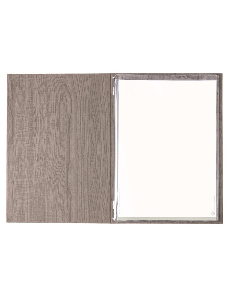 Porta Menu ITALY A4 (23,2x32 cm) - 2 buste (4 facciate) elastico nero - scritta menu - colore ROVERE