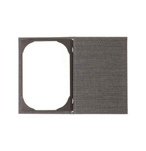 Porta Menu ITALY A5 (16,5x23,4 cm) - cornicetta (4 facciate) - scritta menu - colore GRIGIO