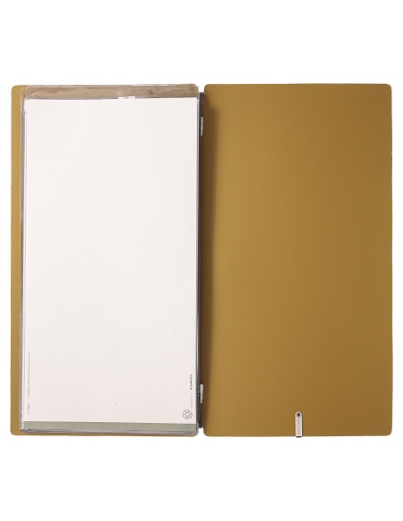 Porta Menu A4 SLIM (17,4x31,8 cm) senza etichetta 2 buste (4 facciate) elastico nero CHEF OCRA
