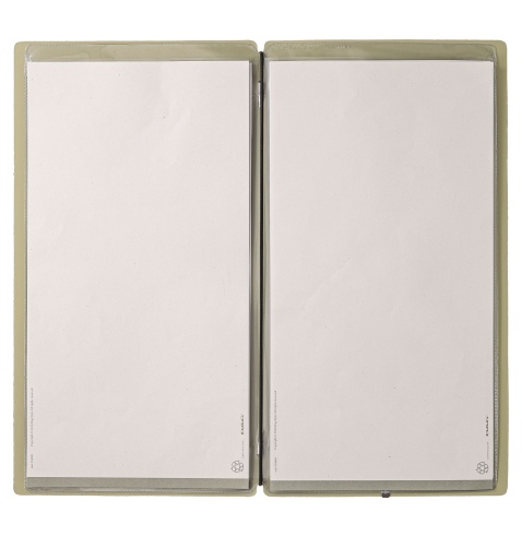 Porta Menu A4 SLIM (17,4x31,8 cm) senza etichetta 2 buste (4 facciate) elastico nero CHEF SALVIA