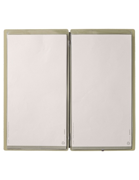 Porta Menu A4 SLIM (17,4x31,8 cm) senza etichetta 2 buste (4 facciate) elastico nero CHEF SALVIA