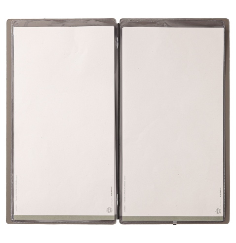 Porta Menu A4 SLIM (17,4x31,8 cm) senza etichetta 2 buste (4 facciate) elastico nero CHEF TORTORA