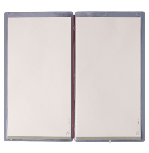 Porta Menu A4 SLIM (17,4x31,8 cm) senza etichetta 2 buste (4 facciate) elastico rosso JUTA AVIO