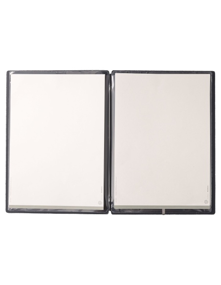 Porta Menu A4 (23,2x31,8 cm) senza etichetta 2 buste (4 facciate) elastico nero CHEF BLU