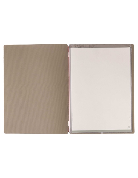 Porta Menu A4 (23,2x31,8 cm) senza etichetta 2 buste (4 facciate) elastico rosso JUTA CAMMELLO