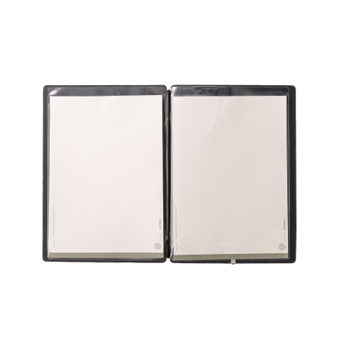 Porta Menu A5 (16,5x23,1 cm) stampa bassorilievo 2 buste (4 facciate) elastico nero CHEF BLU