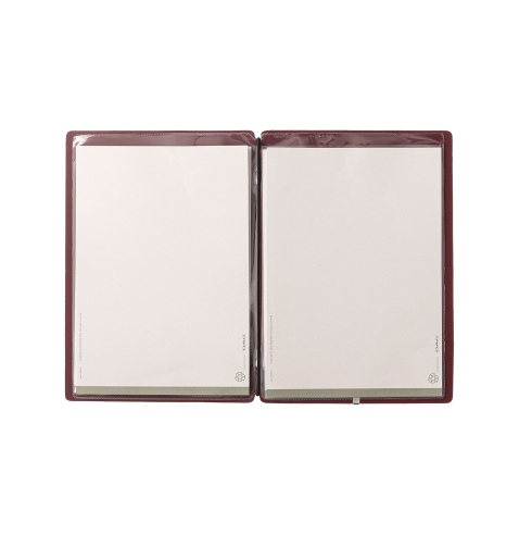 Porta Menu A5 (16,5x23,1 cm) stampa bassorilievo 2 buste (4 facciate) elastico nero CHEF BORDEAUX