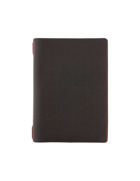 Porta Menu A5 (16,5x23,1 cm) stampa bassorilievo 2 buste (4 facciate) elastico rosso JUTA BICOLOR