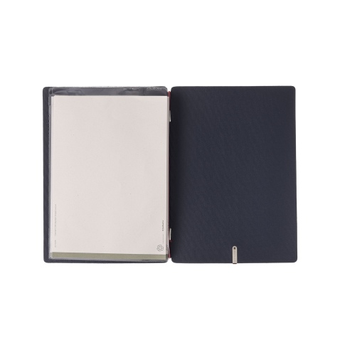 Porta Menu A5 (16,5x23,1 cm) stampa bassorilievo 2 buste (4 facciate) elastico rosso JUTA BLU
