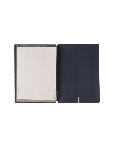 Porta Menu A5 (16,5x23,1 cm) stampa bassorilievo 2 buste (4 facciate) elastico rosso JUTA BLU