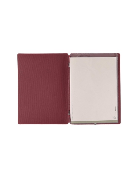 Porta Menu A5 (16,5x23,1 cm) stampa bassorilievo 2 buste (4 facciate) elastico rosso JUTA BORDEAUX