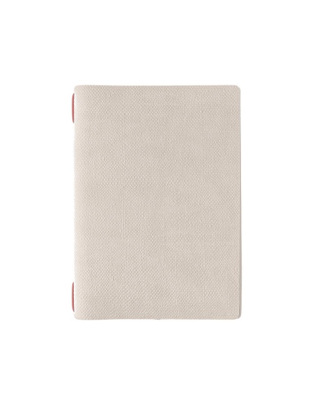 Porta Menu A5 (16,5x23,1 cm) stampa bassorilievo 2 buste (4 facciate) elastico rosso JUTA AVORIO