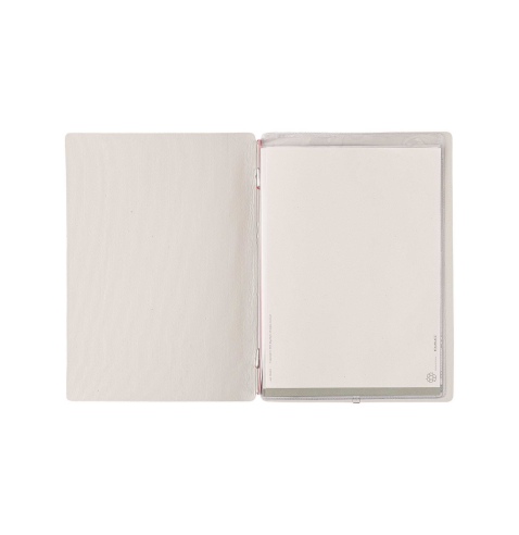 Porta Menu A5 (16,5x23,1 cm) stampa bassorilievo 2 buste (4 facciate) elastico rosso JUTA AVORIO