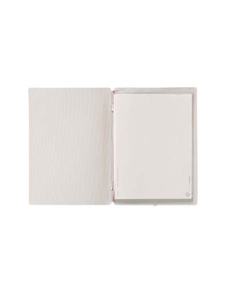 Porta Menu A5 (16,5x23,1 cm) stampa bassorilievo 2 buste (4 facciate) elastico rosso JUTA AVORIO