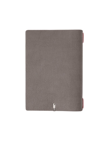 Porta Menu A5 (16,5x23,1 cm) stampa bassorilievo 2 buste (4 facciate) elastico rosso JUTA GRIGIO