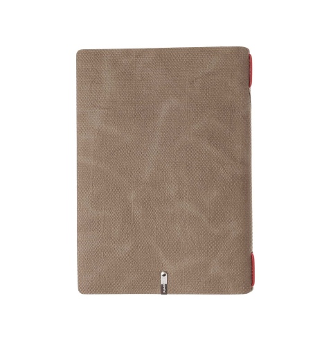 Porta Menu A5 (16,5x23,1 cm) stampa bassorilievo 2 buste (4 facciate) elastico rosso JUTA CAMMELLO