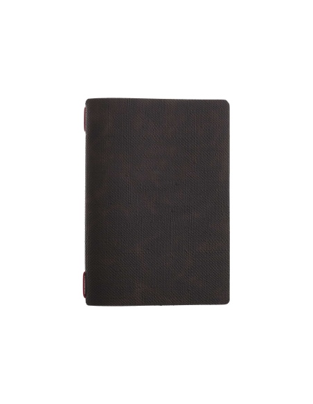 Porta Menu A5 (16,5x23,1 cm) stampa bassorilievo 2 buste (4 facciate) elastico rosso JUTA MARRONE