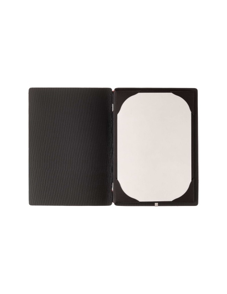 Porta Menu A5 (16,5x23,1 cm) stampa bassorilievo 2 buste (4 facciate) elastico rosso JUTA NERO